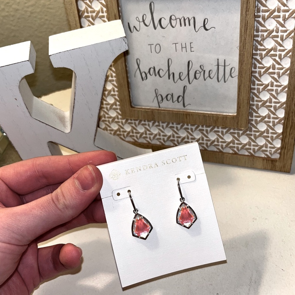 Kendra Scott Cory Drop Earrings in Silver & Dichroic Glass